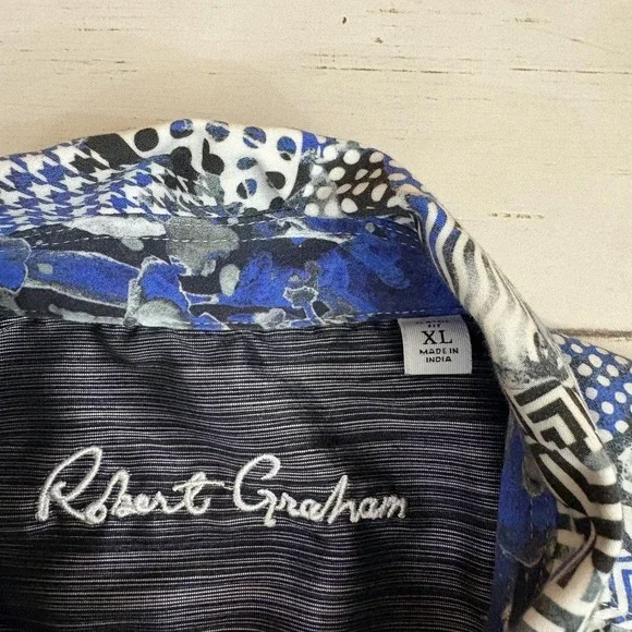 Robert Graham Short Sleeve Shirt Mens XL Abstract Geometric Print - Picture 3 of 5